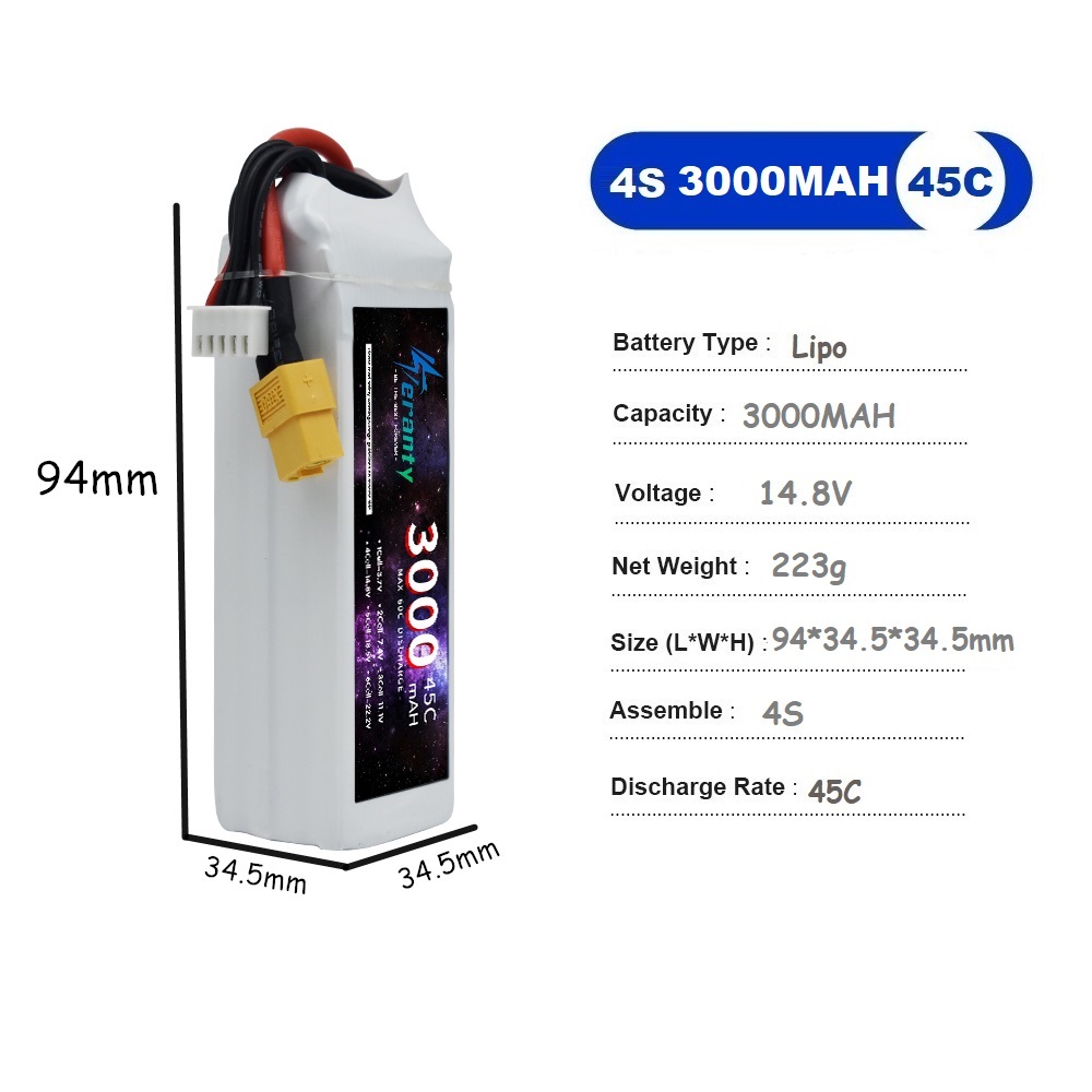 4S LiPo Battery 14.8V 1500mah  - огляд і ціна Drone Battery 3S