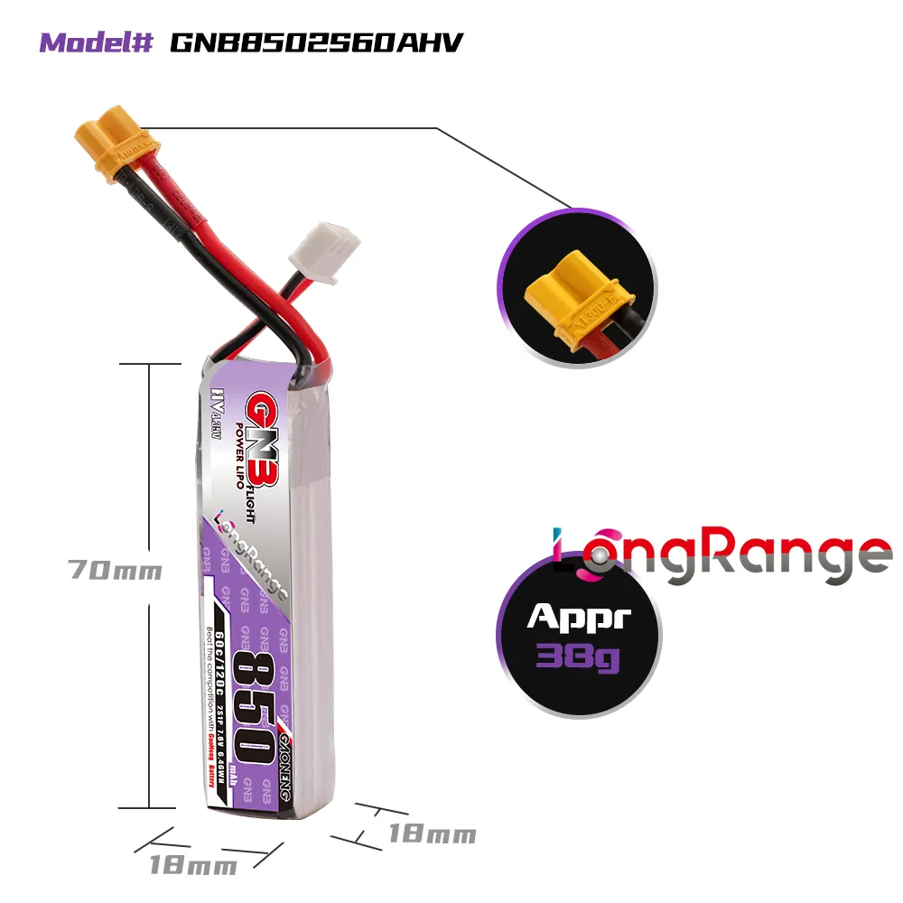 GAONENG GNB LiPo Battery 850mA - огляд і ціна Drone Battery 3S