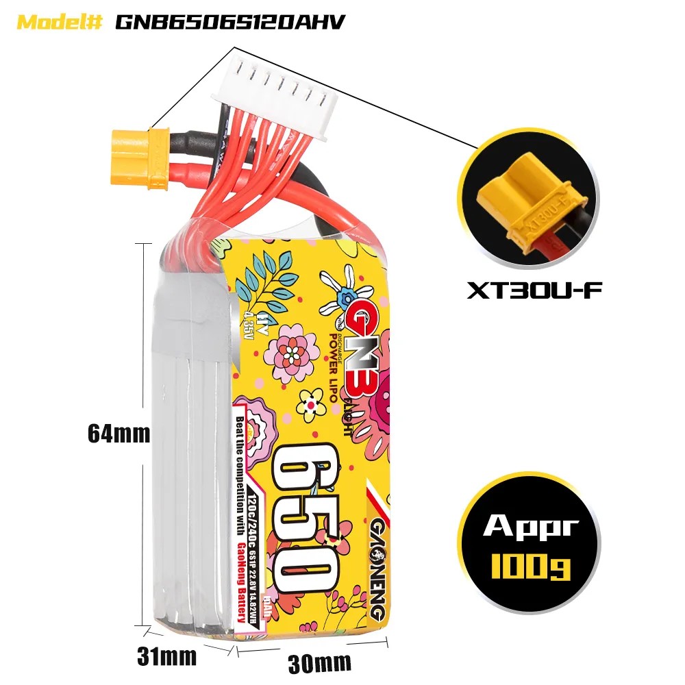 GAONENG 6S 650mAh LiHV 22.8V 1 - огляд і ціна Drone Battery 6S