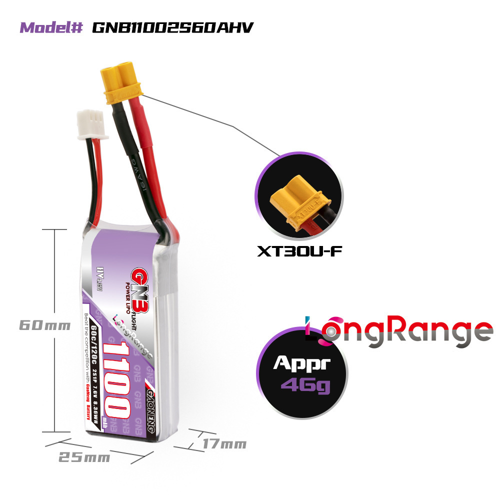 GNB 1100mAh 2S 3S 4S 6S 60C/12 - огляд і ціна Drone Battery 3S