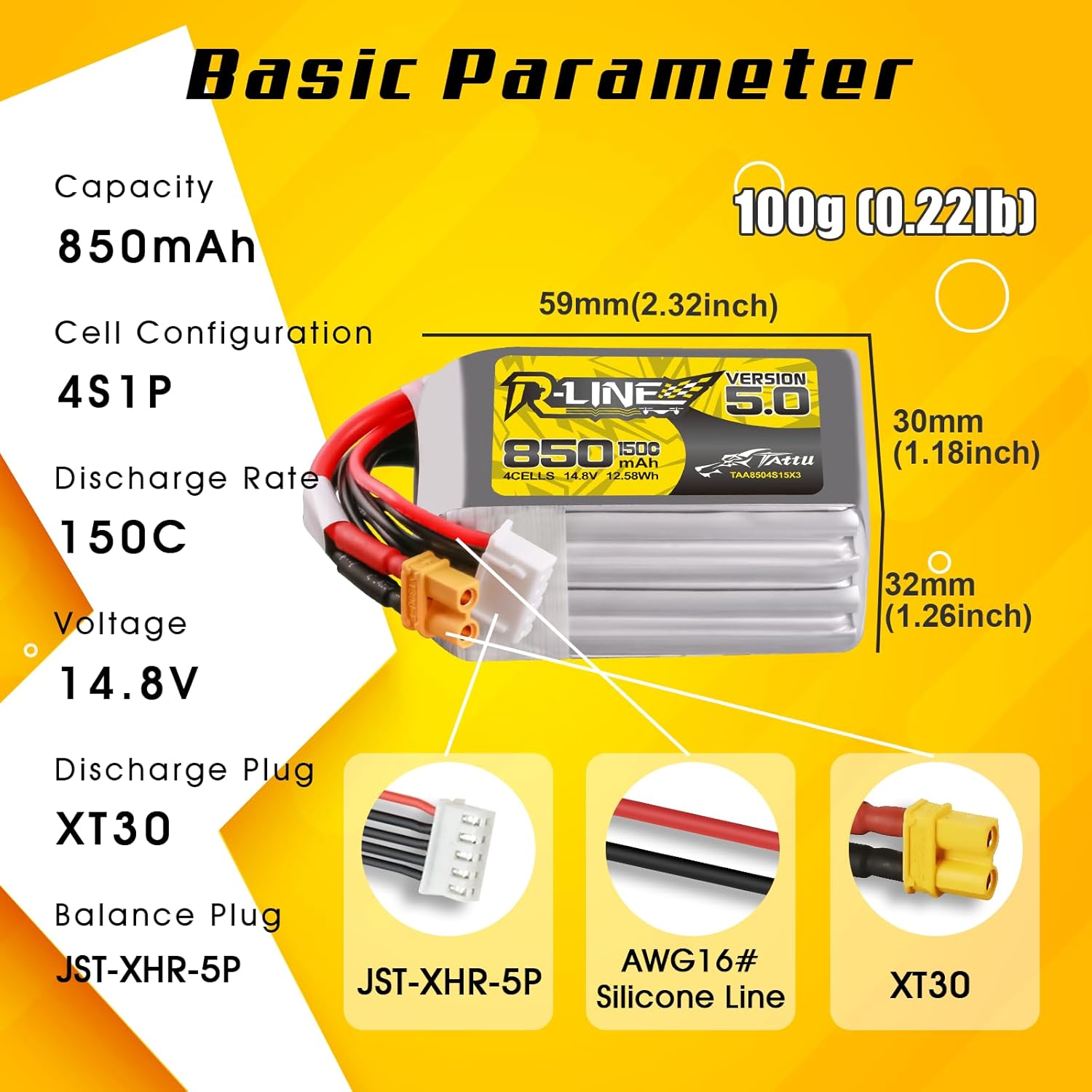 Tattu R-Line 5.0 850mAh 4S 150 - огляд і ціна Drone Battery 4S